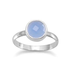 Faceted Blue Chalcedony Ring